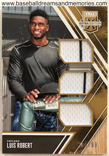 2017 Panini Elite Extra Edition Luis Robert Triple Jersey Gold Card Serial Numbered 06/99