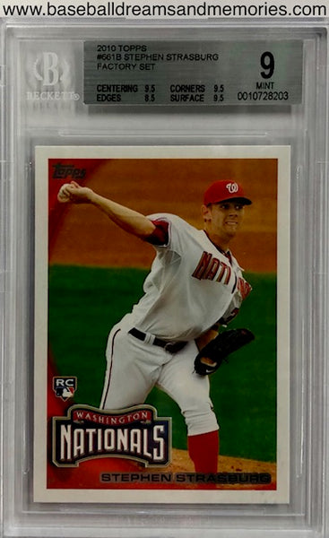 2010 Topps Stephen Strasburg Factory Set Rookie Card Graded BGS 9 MINT