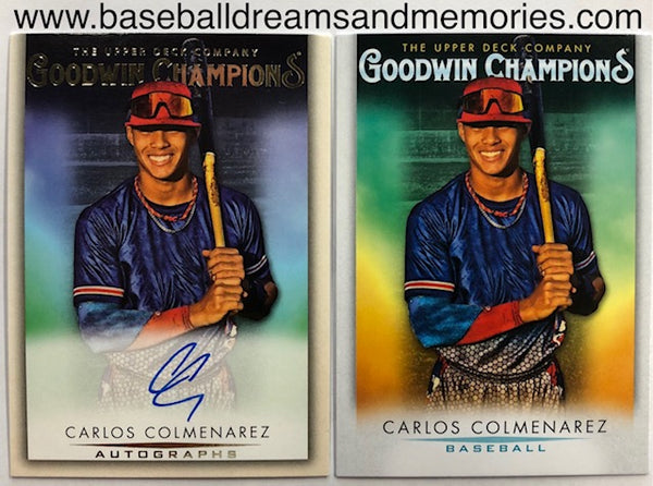 2021 Upper Deck Goodwin Champions Carlos Colmenarez Autograph Card + Base Card