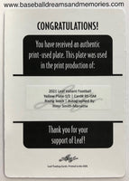 2021 Leaf Valiant Football Ihmir Smith-Marsette Rising Stock Autograph Printing Plate Serial Numbered 1/1