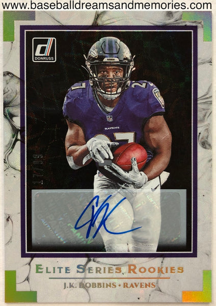 2020 Panini Donruss J.K. Dobbins Elite Series Rookies Autograph Card Serial Numbered 17/99