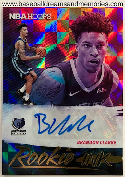 2019-20 Panini NBA Hoops Brandon Clarke Rookie Ink Autograh Card
