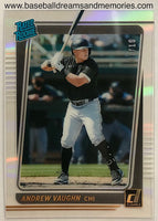 2021 Panini Chronicles Clearly Donruss Andrew Vaughn Rated Rookie Gold Card Serial Numbered 07/10