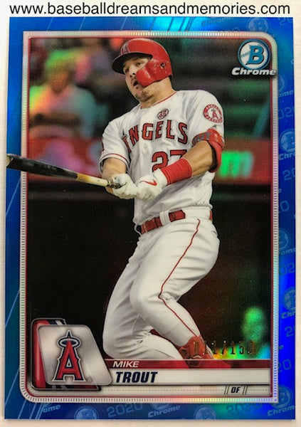 2020 Bowman Chrome Mike Trout Blue Parallel Card Serial Numbered 011/150