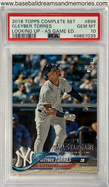 2018 Topps Complete Set Gleyber Torres Looking Up All-Star Game Edition Card Graded PSA GEM MT 10