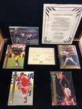 1992 Classic Four Sport Gold Set in Wooden Box with Card Autographed by Shaquille O'Neal, Roman Hamrlik, Phil Nevin & Desmond Howard