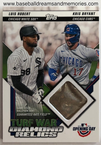 2021 Topps Opening Day Luis Robert & Kris Bryant Turf War Diamond Relics Card