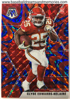 2020 Panini Mosaic Clyde Edwards-Helaire Reactive Blue Parallel Rookie Card