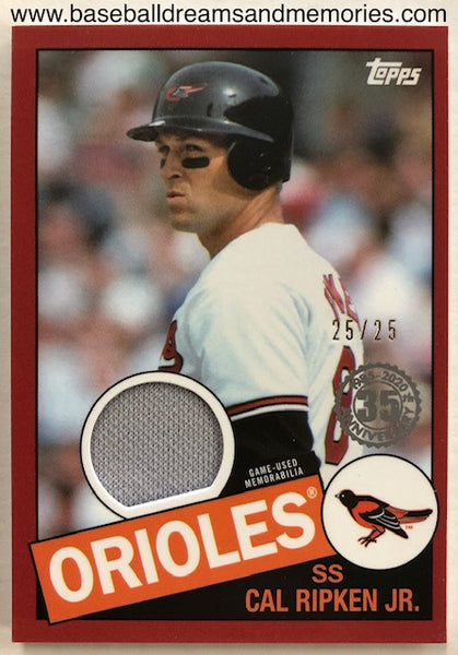2020 Topps Cal Ripken Jr 1985 Topps Baseball Jersey Card Serial Numbered 25/25