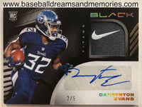 2020 Panini Black Darrynton Evans Rookie Autograph Nike Swooch Relic Card Serial Numbered 2/5