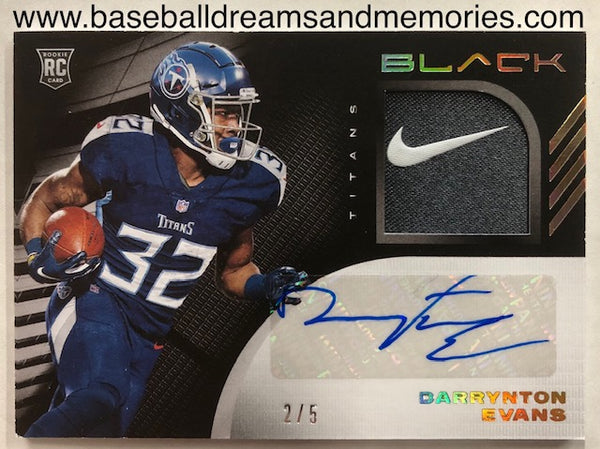 2020 Panini Black Darrynton Evans Rookie Autograph Nike Swooch Relic Card Serial Numbered 2/5