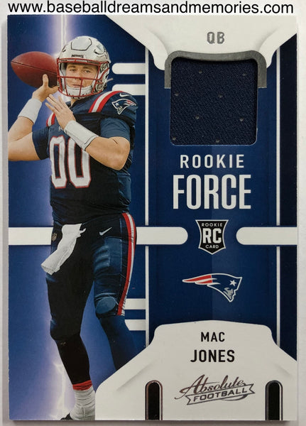 2021 Panini Absolute Mac Jones Rookie Force Jersey Relic Card