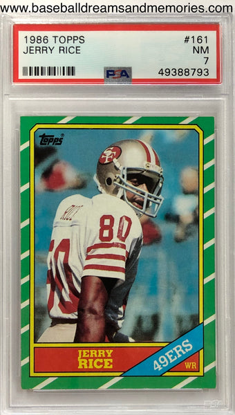 1986 Topps Jerry Rice Rookie Card Graded PSA NEAR MINT 7