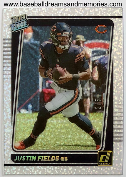 2021 Panini Clearly Donruss Justin Fields Rated Rookie Holo Gold Sparkle Card Serial Numbered 2/5