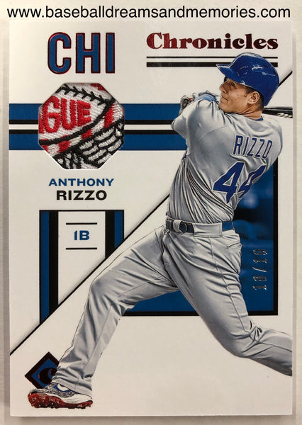 2019 Panini Chronicles Anthony Rizzo Patch Card Serial Numbered 10/10